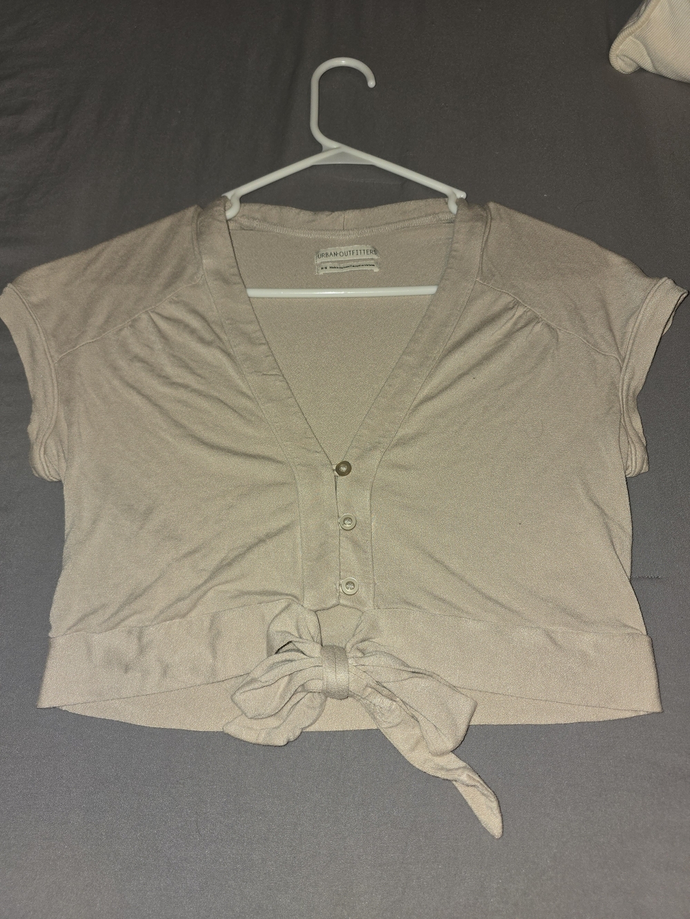 Urban Outfitters Taupe Tie-Front Crop Top